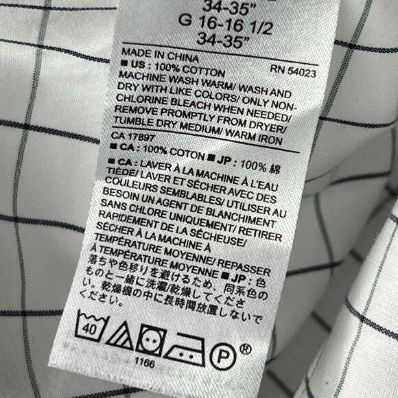 Banana Republic Long Sleeve Button Up Shirt Mens Large White Checked Slim - Picture 5 of 7